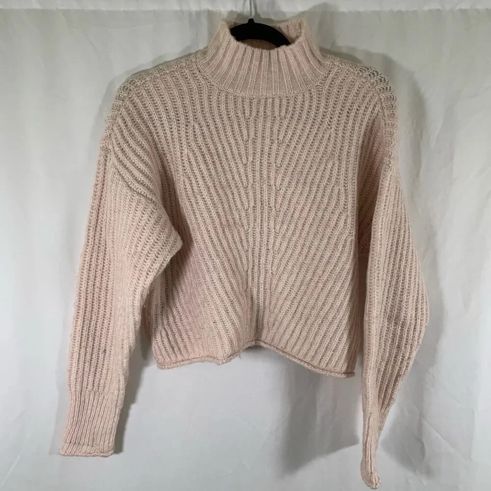 Gianni Bini Sweater Women's Small Pink Knit Long Sleeve Turtleneck Pullover